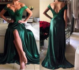 Emerald Green Maxi Prom Dresses Bright Girls Off Shoulder Women Long Formal Evening Party Gowns Plus Size Vestidos De Festa HY24909212