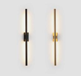 Modern simple linear tube LED wall lamp up down background opposite wall light LED bedside foyer corridor black gold LED sconce 212455432