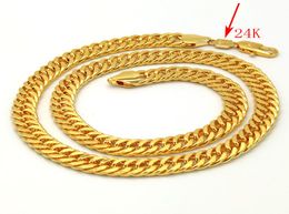 THAI BAHT Solid GOLD GF NECKLACE Heavy 88 Grammes Jewellery 4mm THICK TALL XP Cuban Curb Chain 24 K Stamp link5786237