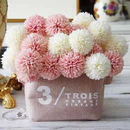 Decorative Flowers Artificial Chrysanthemum Ball Hydrangea Bouquet 4pcs Glorious For Home Office Coffee House Parties And Wedding Decor