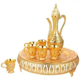 Teaware Sets Cup Flagon Turkish Coffee And Teapot Set Office Mugs Cups Kit Zinc Alloy Kettle Delicate