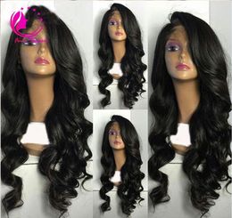 Full density Virgin Brazilian Human Hair loose Wave Wig Glueless Remy Cheap Human Hair Full Lace Wig With Side Bangs4615900