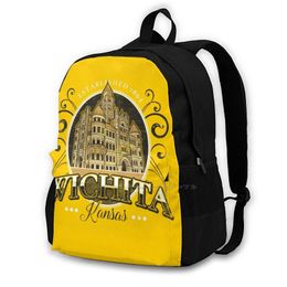 Wichita Ks Vintage Beer Label Design Teen College Student Backpack Laptop Travel Bags Wichita Kansas Doo Dah Shockers Retro Old