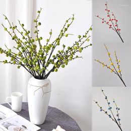 Decorative Flowers Artificial Red Berry Green Plant For Home Vase Decor Xmas Tree Ornaments Year 2024 Party Christmas Decorations