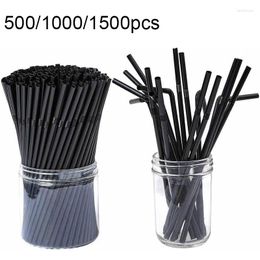 Drinking Straws 500/1000/1500pcs Disposable Plastic For Drinks 6x210mm Black Straw Pipes Bar Cocktail Accessories