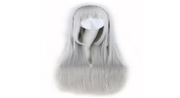 WoodFestival long straight wig with bangs Life in a different world from zero emilia cosplay anime wig grey have braid fiber hair 5741614