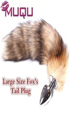 Large Size Long Metal anal toys Fox tail Anal Plug erotic toys Butt Plug sex toys for woman and men sexy Buttplug adult sex toy Y18282091