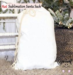 Large Blank Sublimation Santa Sack Polyester Cotton Drawstring Personalized DIY Candy Gift Bag Festival Party Christmas Decoration8427444