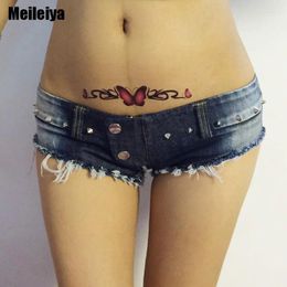 Women's Jeans Sexy High Cut Micro MINI Shorts Double Button Low Rise Waist Booty Short With Zipper Open Crotch Erotic Culb Wear