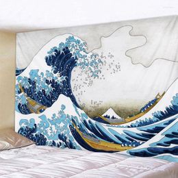 Tapestries Cartoon Wave Sea Water Printed Tapestry Decorative Mandala Home Decor Big Hippie Wall Hanging Blanket 200x150cm
