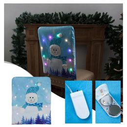 Pillow Christmas Glowing Lights Santa Snowman Chair Cover Stool Decorations