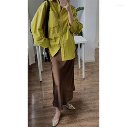 Women's Blouses High-end Fabric Texture Silhouette Long-sleeved Spring And Summer Mix Match Loose Casual Color Shirt