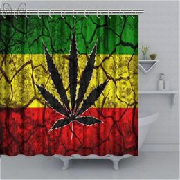 Shower Curtains Rasta Flag Pattern Curtain Smoke Leaf On Crack Soil Texture Retro Vintage Style Art Bathroom Decor Sets