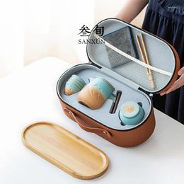 Teaware Sets Tea Cup Set Travel Quaker Handbag Outdoor Portable Infuser Tray Gift Teapot Porcelain