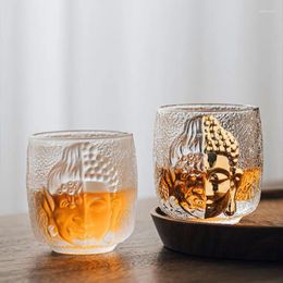 Wine Glasses Relief Design Glass Master Cup Kungfu Tea Crystal Japanese Style Ceremony 100ML Drinking Utensils ZC947