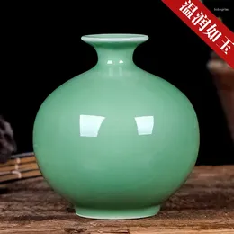 Vases Cyan Ceramic Vase Modern Decoration Home Livingroom Table Furnishing Crafts Office Desktop TV Cabinet Figurines Ornaments Gift