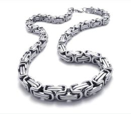 20 40 inches Top Selling 8mm wide silver byzantine chain stainless steel Jewellery Mens necklace Pick lenght ship9490200