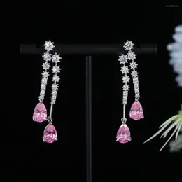 Dangle Earrings Trendy Irregular Tassel Drops Geometry Cubic Zirconia Long American Wedding Party Earring Fashion Jewellery For Women E1177