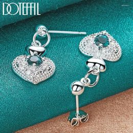 Stud Earrings 925 Sterling Silver Heart Blue Zircon Drop Earring For Woman Wedding Engagement Party Fashion Charm Jewellery