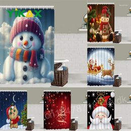 Shower Curtains Merry Christmas Bathroom With Hooks Cartoon Snowman Santa Dwarf Bell Elk Gifts Pattern Printed Waterproof Curtain Custom