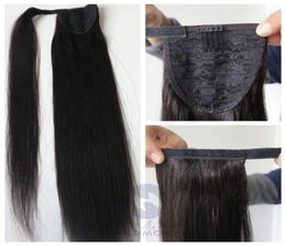 100 Human Hair Ponytails detangle hair 20 22inch 100g Straight Brazilian Indian Hair Extensions more colors6345771