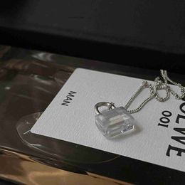 Korean cold light luxury frame Jewellery with 925 silver zircon Mini Lock Necklace