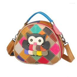 Shoulder Bags Women's Small Hand Tote Genuine Leather 2024 Ladies Summer Animal Bird Patchwork Colorful Brand Crossbody Messenger Bag