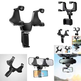 2024 2024 Car Rearview Mirror Mount Mobile Phone Bracket Navigation GPS Stand Foldable Cell Phone Holder Multi-Angle Adjustment Lazy Rack