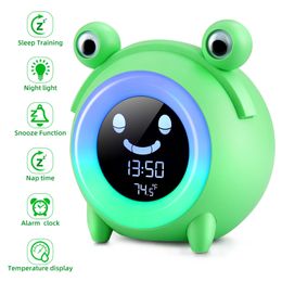Cute Animal Child Alarm Clock Sleep Trainer Digital Wake Up Colourful Night Light Snooze Temperature NAP Timer Kid Alarm Clock 240403