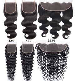 4X4 Human Hair Lace Closure Or 13X4 Lace Frontal Straight Body Wave Deep Kinky Curly Water Wave Yaki Straight Hair3659149