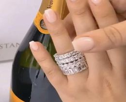 Cluster Rings Luxury 925 Sterling SILVER PAVE SETTING FULL Created Moissanite DIAMOND ETERNITY ENGAGEMENT WEDDING FOR WOMEN MEN JE4342446