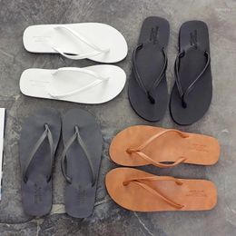 Bath Mats Flip-Flops Men's Non-Slip Couple Slippers Outer Wear Summer Clip-On Wear-Resistant Leather Simple Fashion Beach