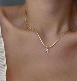Halskette Verschleiß eingelegtes Diamant R -Buchstaben Knochenkette Mode kühles Wind Fortgeschrittene Feeling 18K Gold206y1015694