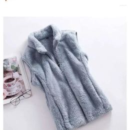 Women's Vests Woman Jacket Vest Double-Sided Coral Fleece Coat For Women Chaleco Mujer