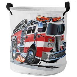 Laundry Bags Fire Truck Cartoon Foldable Basket Large Capacity Hamper Clothes Storage Organiser Kid Toy Sundries Bag