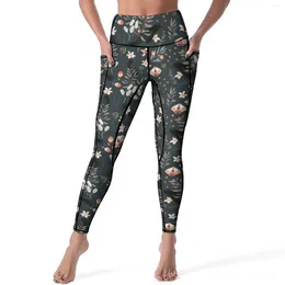 Active Pants Floral Print Butterfly Leggings Black Crow And Butterflies Work Out Yoga Push Up Kawaii Sport Quick-Dry Legging