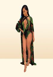2019 Fashion Sexy Retro Printed Slim Halter Cloak Bikini Split Swimsuit Fashion Age reducing Beach Swimwear6792239