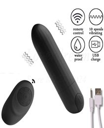 New Wireless Remote Control 10 Speeds Powerful Vibrating Rechargeable Mini Bullet Vibrator Adult Sex Toys For Men Woman Massager Y9830535