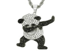 Diamond Encrust Panda Pendant Necklace Cool Accessories Long Style Pendant Necklaces Gold And Silver Two Color Necklaces49080902628564
