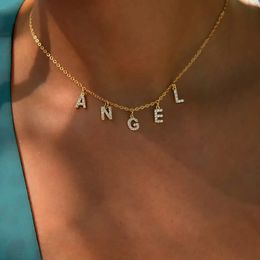 Personalised Letter Name Necklace Stainless Steel Women Alpahbet Pendant Initial Collar Statement Charms Gift 240414