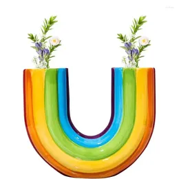 Vases Rainbow U Shaped Vase Decorative Flower Decor Table Centrepieces For Dinning