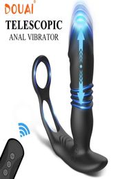 Sex Toy Massager Telescopic Dildo Anal Vibrator Male Prostate Massager Delay Ejaculation Penis Ring Butt Plug Toys for Men Gay Mas4474484