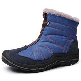 Winter Cotton Shoe Leather Mens Snow Boots with Added Velvet and Thickened Outdoor Sports High Top Shoes for Warmth Mountaineering