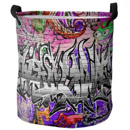 Laundry Bags Graffiti Personality Letters Wall Dirty Basket Foldable Home Organizer Clothing Kids Toy Storage