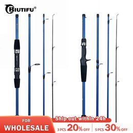 BIUTIFU Baitcasting Spinning Travel Carbon 4/5 Section Fishing Rods Casting Weight 5-20g Power Ultralight Lure Trout Mini Pole 240407