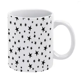 Mugs Stars-Black On White Mug Coffee 330ml Ceramic Home Milk Tea Cups And Travel Gift For Friends Pattern Black Wh