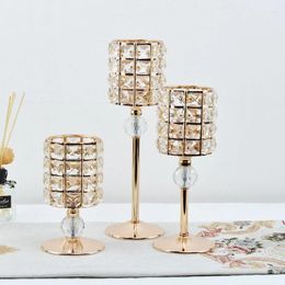 Candle Holders Crystal Holder Gold Iron Art Cup European Wedding Decoration Metal Artefact