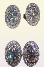 Charming Women Earrings Jewellery 18k White Gold Plaed Sparkling CZ Round Studs Earrings Nice Jewellery Gift8293595