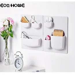 Kitchen Storage Sticking Type No-hole Wall Hanging Rack Vertical Blue Grey Light Apricot Warm Colour 21.5 21.5cm Practical Home