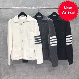 Tb Correct Version Four Bars Male and Female Couples Same Metal Zipper Wool Knitted Cardigan Thickened Jacket